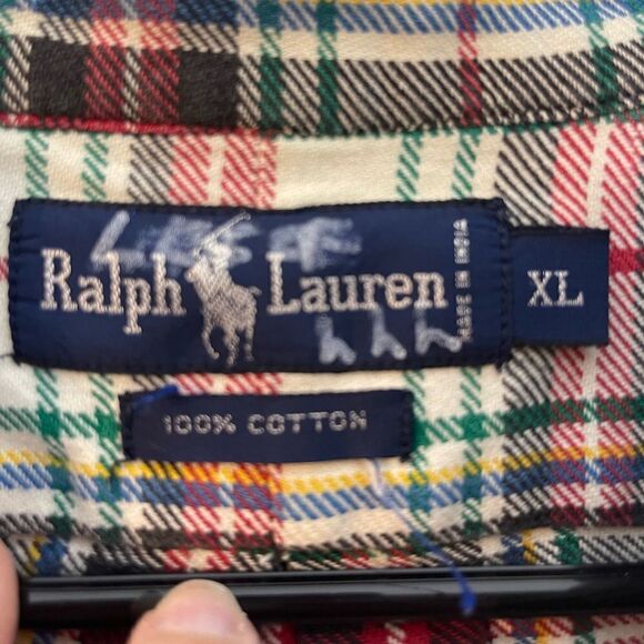 Ralph Lauren plaid long sleeve button front shirt red white blue green, size XL - Picture 2 of 11